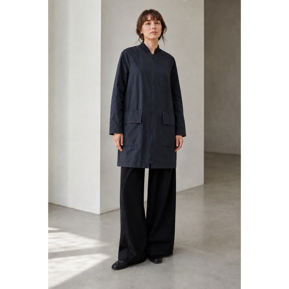 COS Women’s Longline Cotton Bomber Jacket Black Oversized Utility Coat Size 10